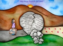 What Blocks You From Self Love? by Rita Loyd Unconditional Self Love Painting